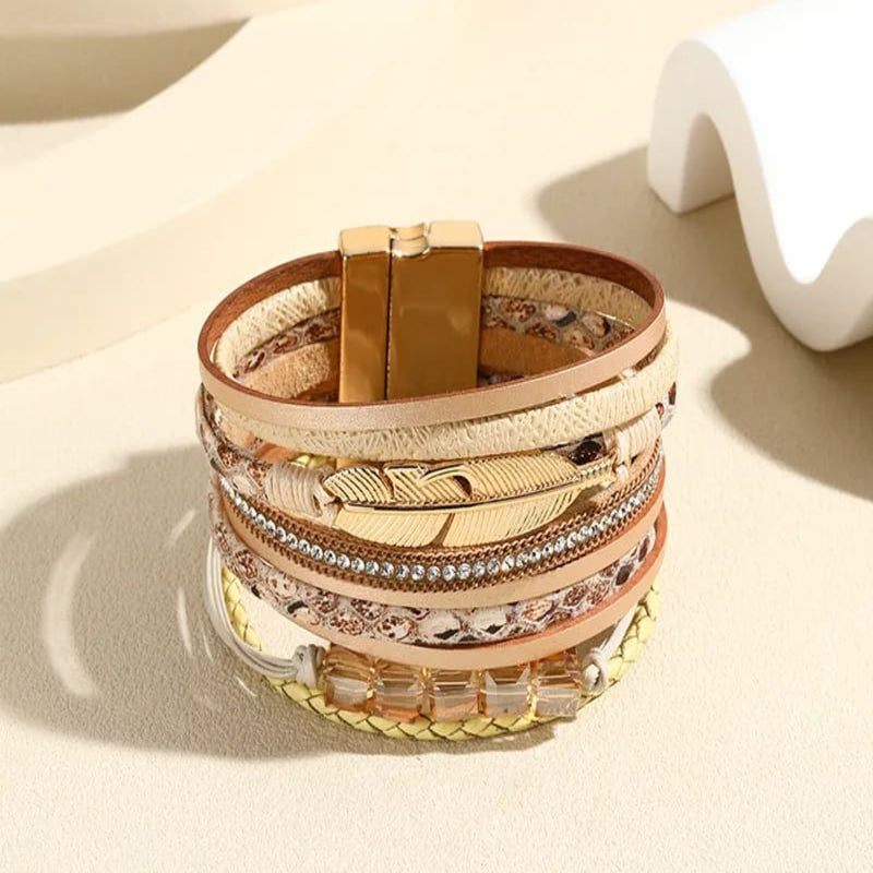 Elara Bold Bracelet (PU Leather, Magnetic Lock)