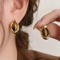 Amber Orbit 18K Gold Plated Earrings