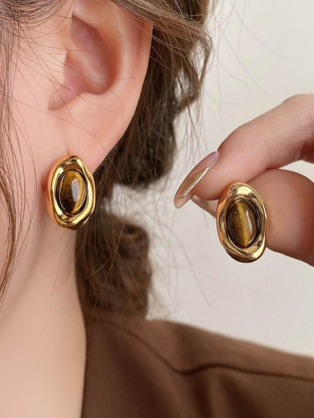 Amber Orbit 18K Gold Plated Earrings
