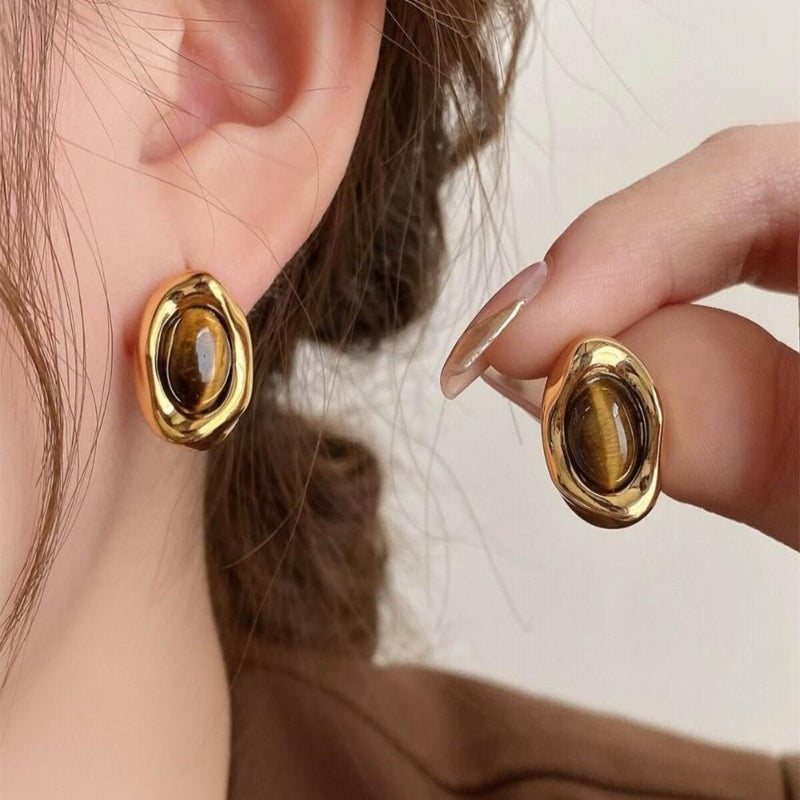 Amber Orbit 18K Gold Plated Earrings