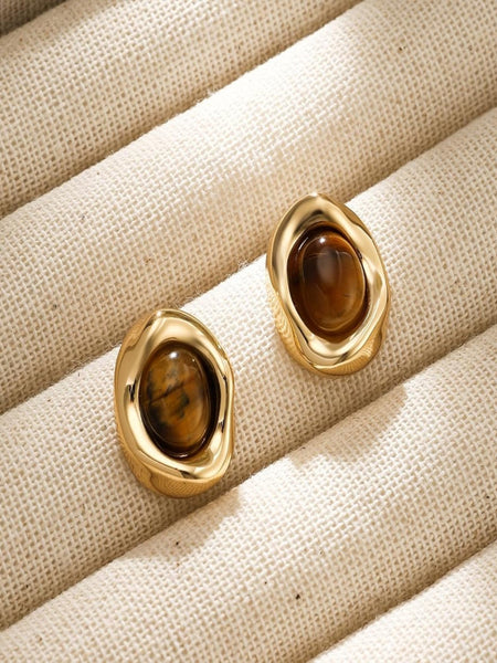 Amber Orbit 18K Gold Plated Earrings