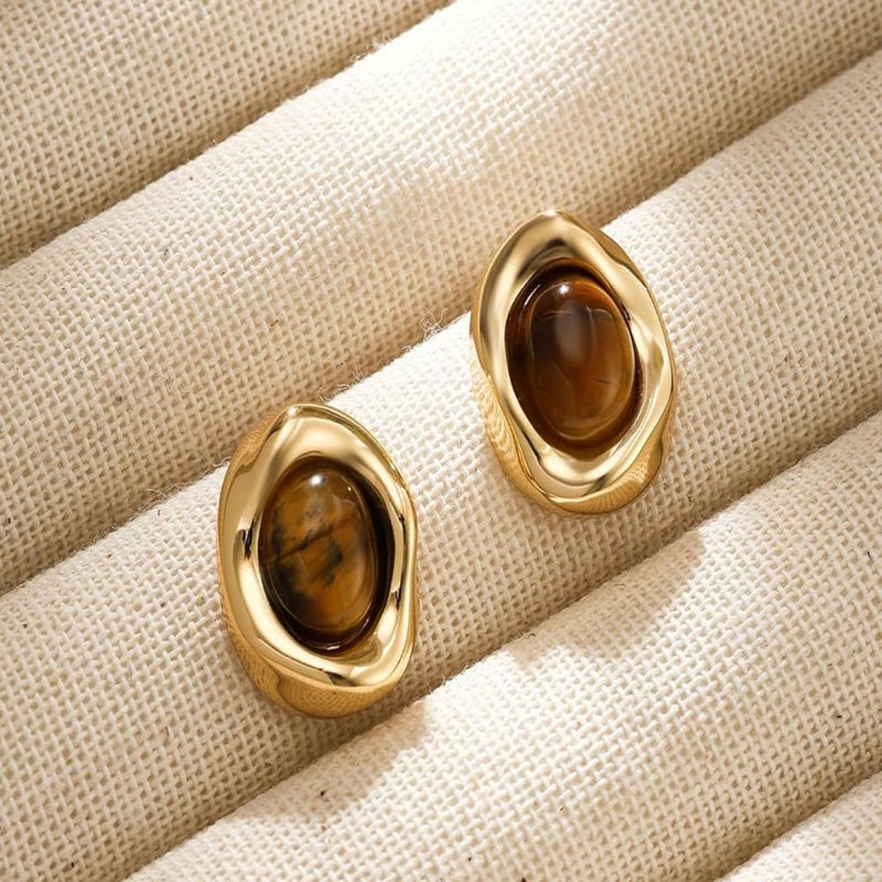 Amber Orbit 18K Gold Plated Earrings