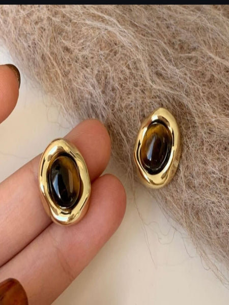 Amber Orbit 18K Gold Plated Earrings
