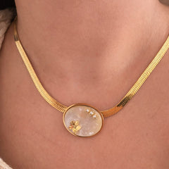 Lunar Halo18k Gold Plated/Freshwater pearl Chain