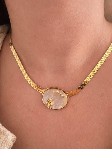 Lunar Halo18k Gold Plated/Freshwater pearl Chain