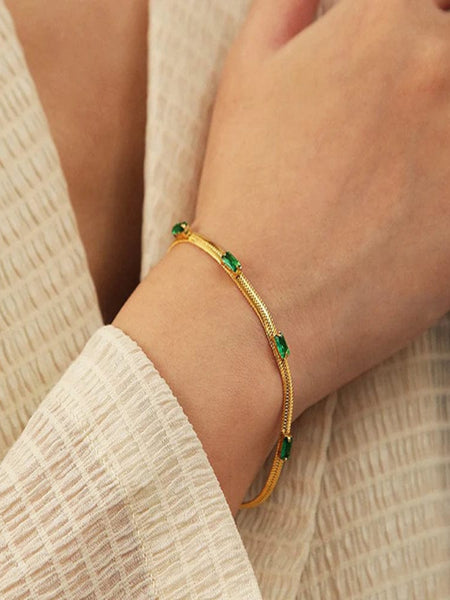 Eterna Green 18K Gold Plated Bracelet