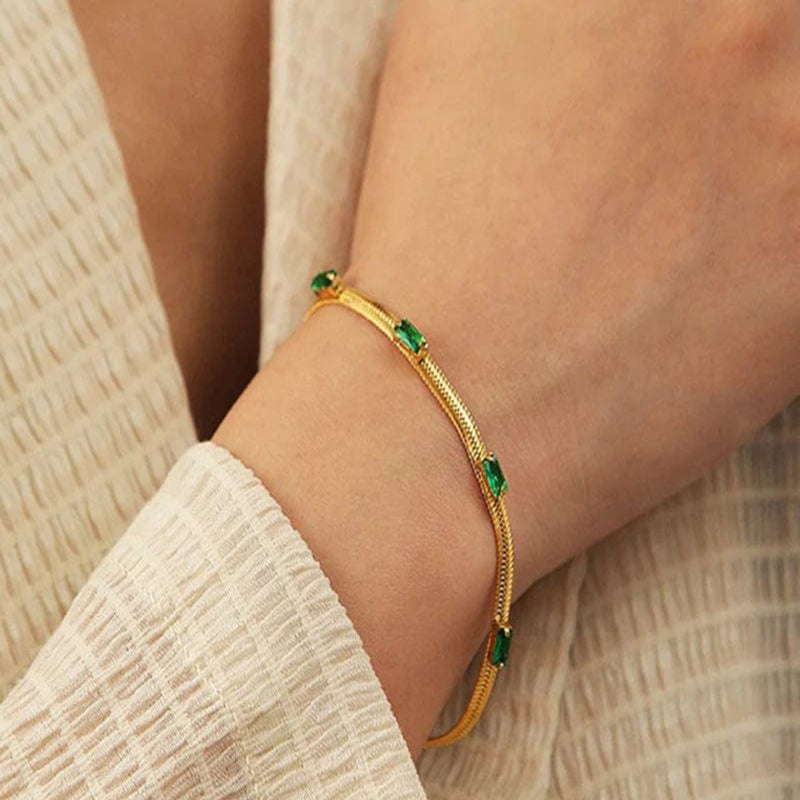 Eterna Green 18K Gold Plated Bracelet