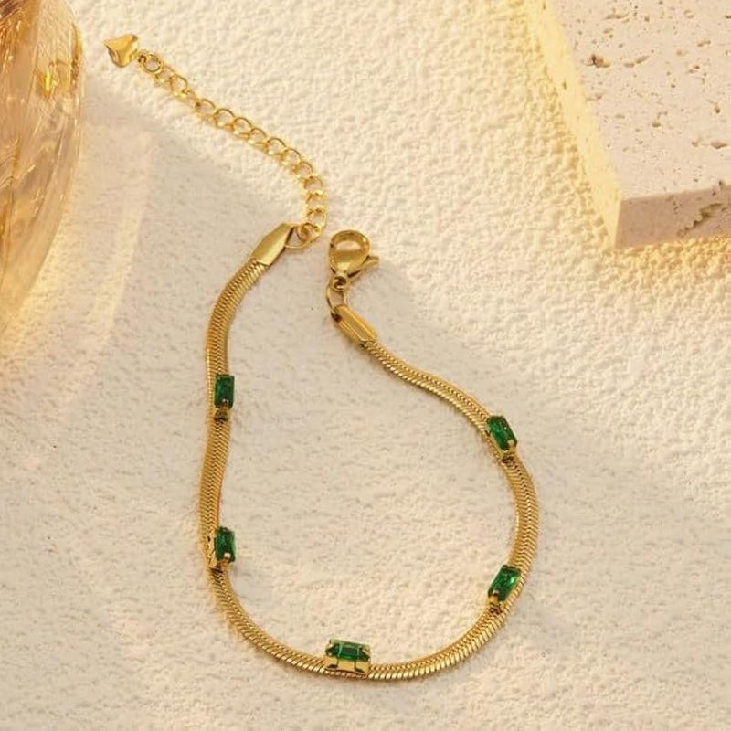 Eterna Green 18K Gold Plated Bracelet