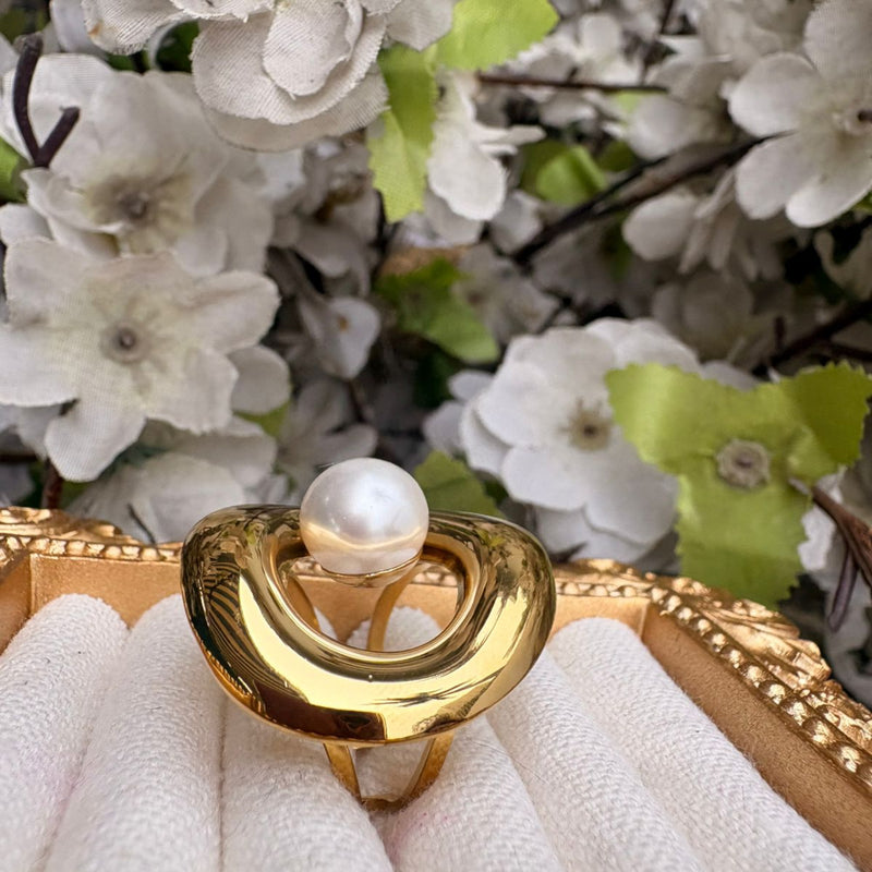 Lunar Halo 18K Gold Plated Ring (Adjustable)