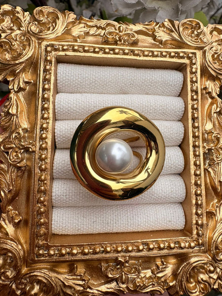 Lunar Halo 18K Gold Plated Ring (Adjustable)
