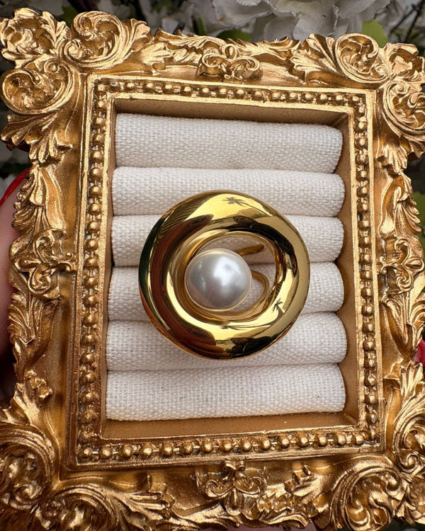 Lunar Halo 18K Gold Plated Ring (Adjustable)