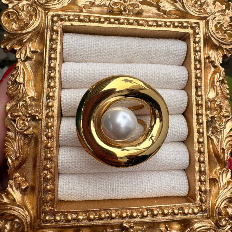 Lunar Halo 18K Gold Plated Ring (Adjustable)