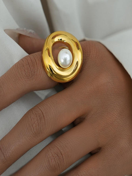 Lunar Halo 18K Gold Plated Ring (Adjustable)