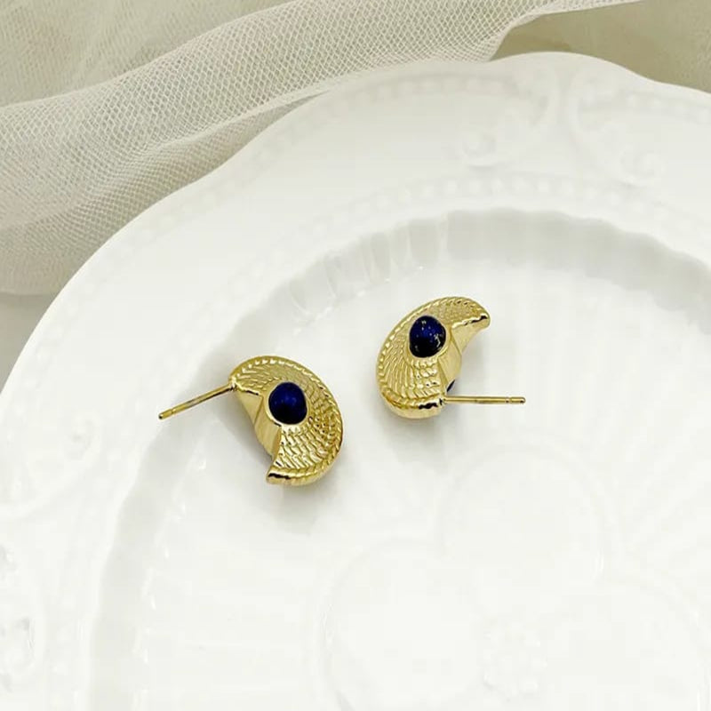 Sapphire Arc 14K Gold Plated Earrings