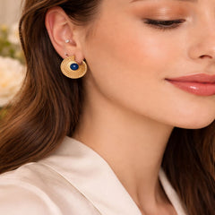 Sapphire Arc 14K Gold Plated Earrings