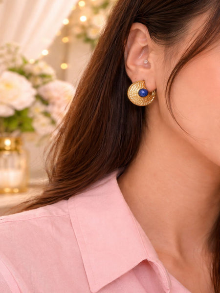 Sapphire Arc 14K Gold Plated Earrings