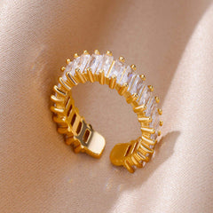 Star Lore Zirconia Gold Plated Ring(Adjustable)