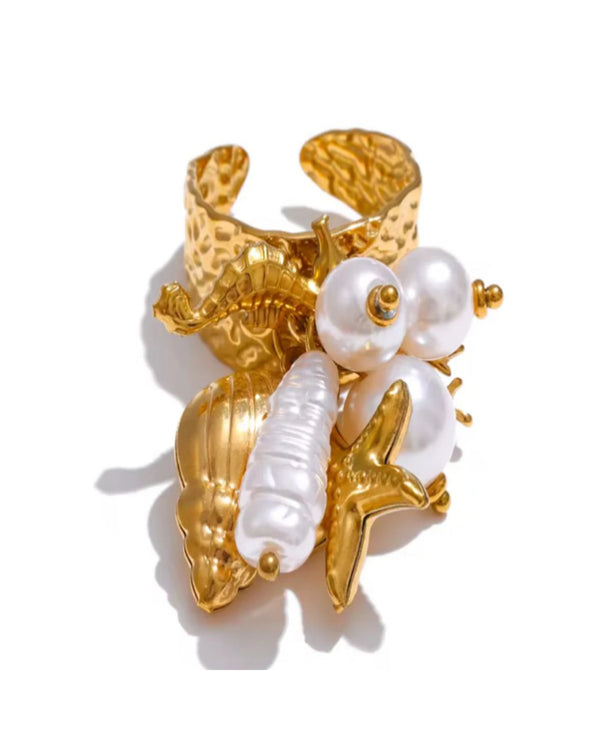 Ocean Charm 18K Gold Plated Ring