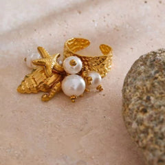 Ocean Charm 18K Gold Plated Ring