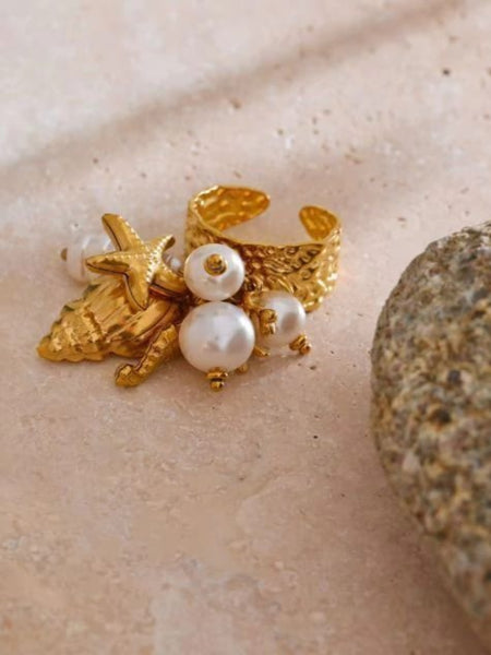 Ocean Charm 18K Gold Plated Ring