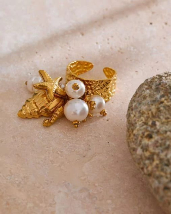 Ocean Charm 18K Gold Plated Ring
