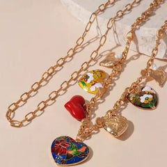 Stellar Heart Charm Gold Plated Chain