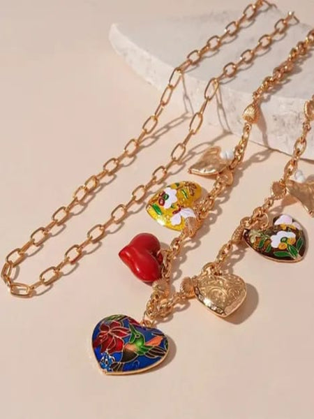 Stellar Heart Charm Gold Plated Chain