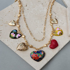 Stellar Heart Charm Gold Plated Chain