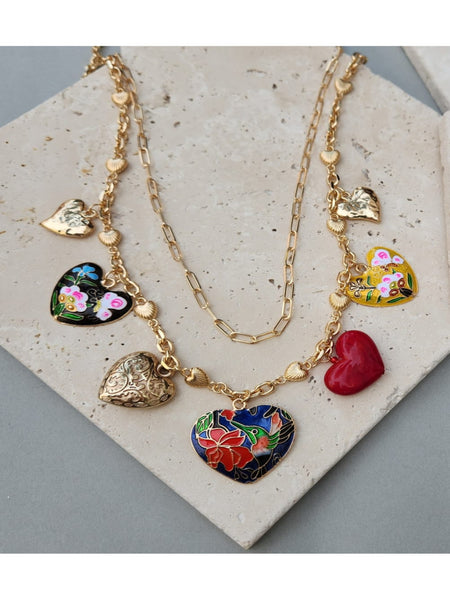 Stellar Heart Charm Gold Plated Chain