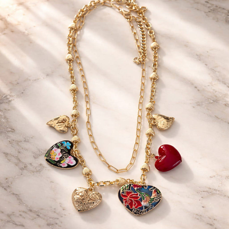 Stellar Heart Charm Gold Plated Chain