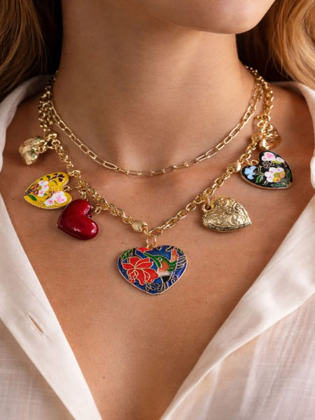 Stellar Heart Charm Gold Plated Chain