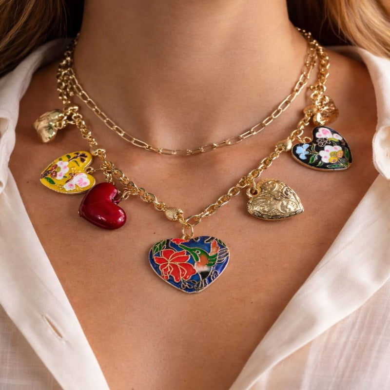 Stellar Heart Charm Gold Plated Chain