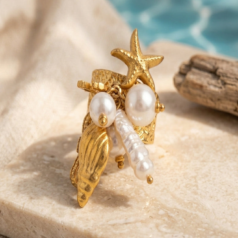 Ocean Charm 18K Gold Plated Ring