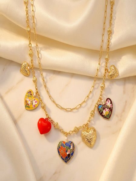 Stellar Heart Charm Gold Plated Chain