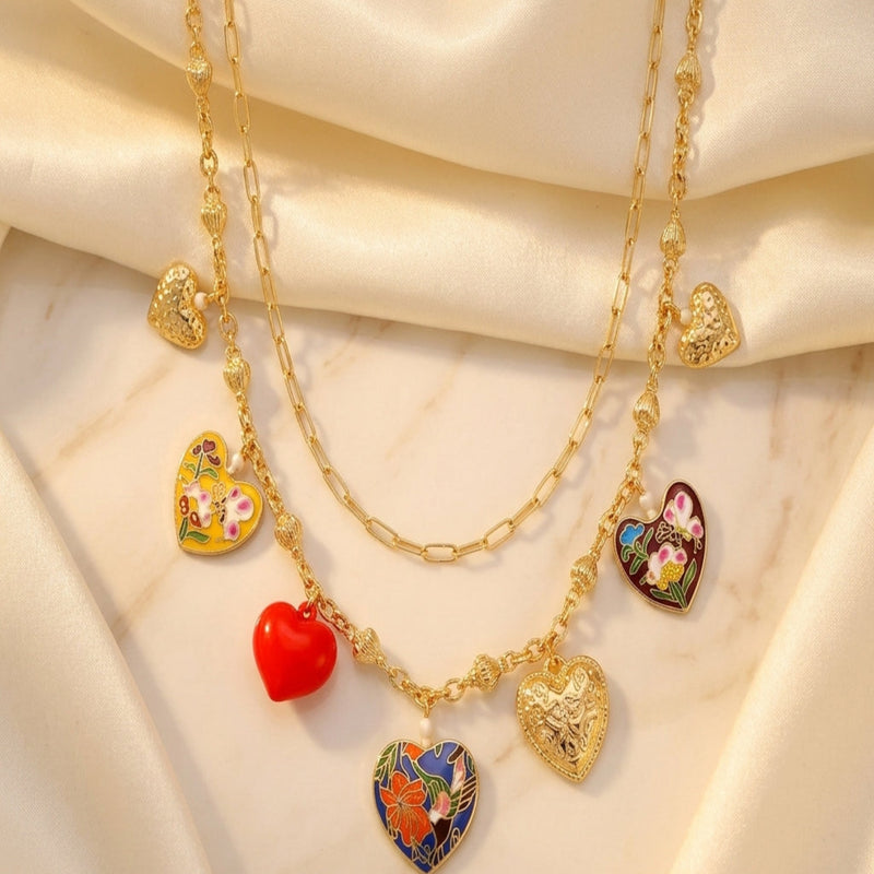 Stellar Heart Charm Gold Plated Chain