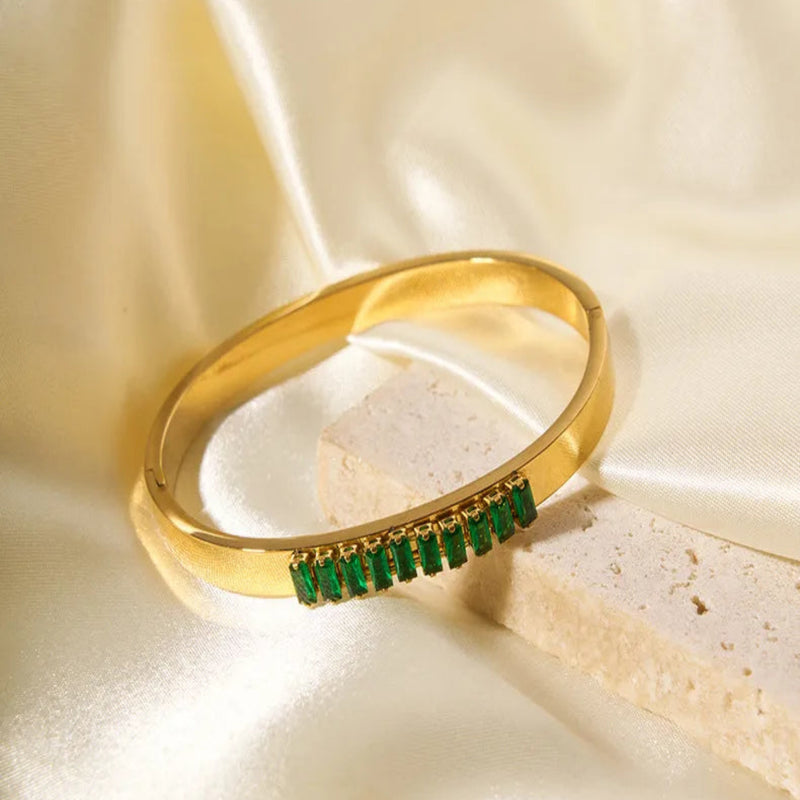 Emerald Promise Gold Plated Bangle
